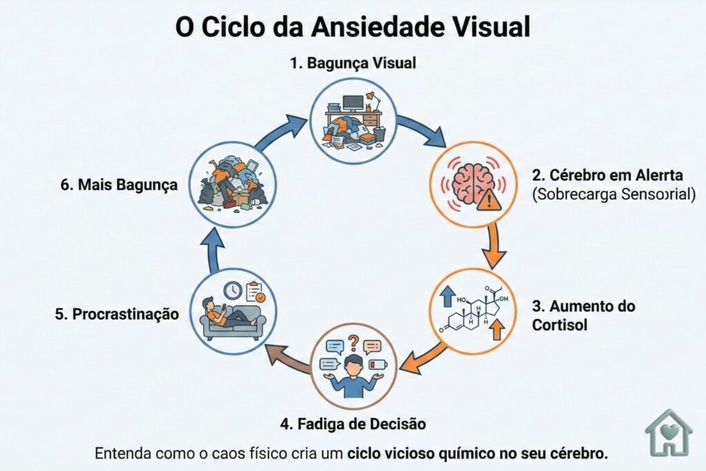 Entenda como o caos físico cria um ciclo vicioso químico no seu cérebro.