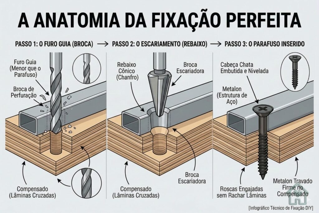 Um ambiente aconchegante e pronto. Uma mesa de escritório feita de compensado e cavaletes de metal, com um notebook, uma luminária de filamento acesa, plantas (jiboia) caindo da prateleira e uma caneca de café. Clima de home office produtivo e estiloso.]